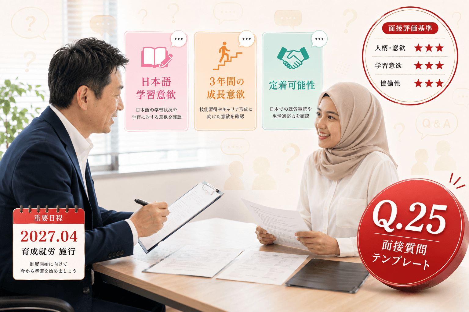 育成就労の面接|特定技能・技能実習との違いと2027年の評価軸