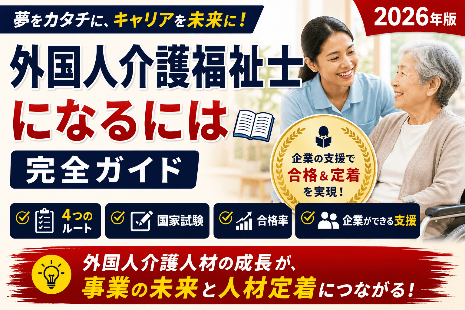 外国人介護福祉士になるには|4つのルート・国家試験・合格率・企業ができる支援 完全ガイド【2026】