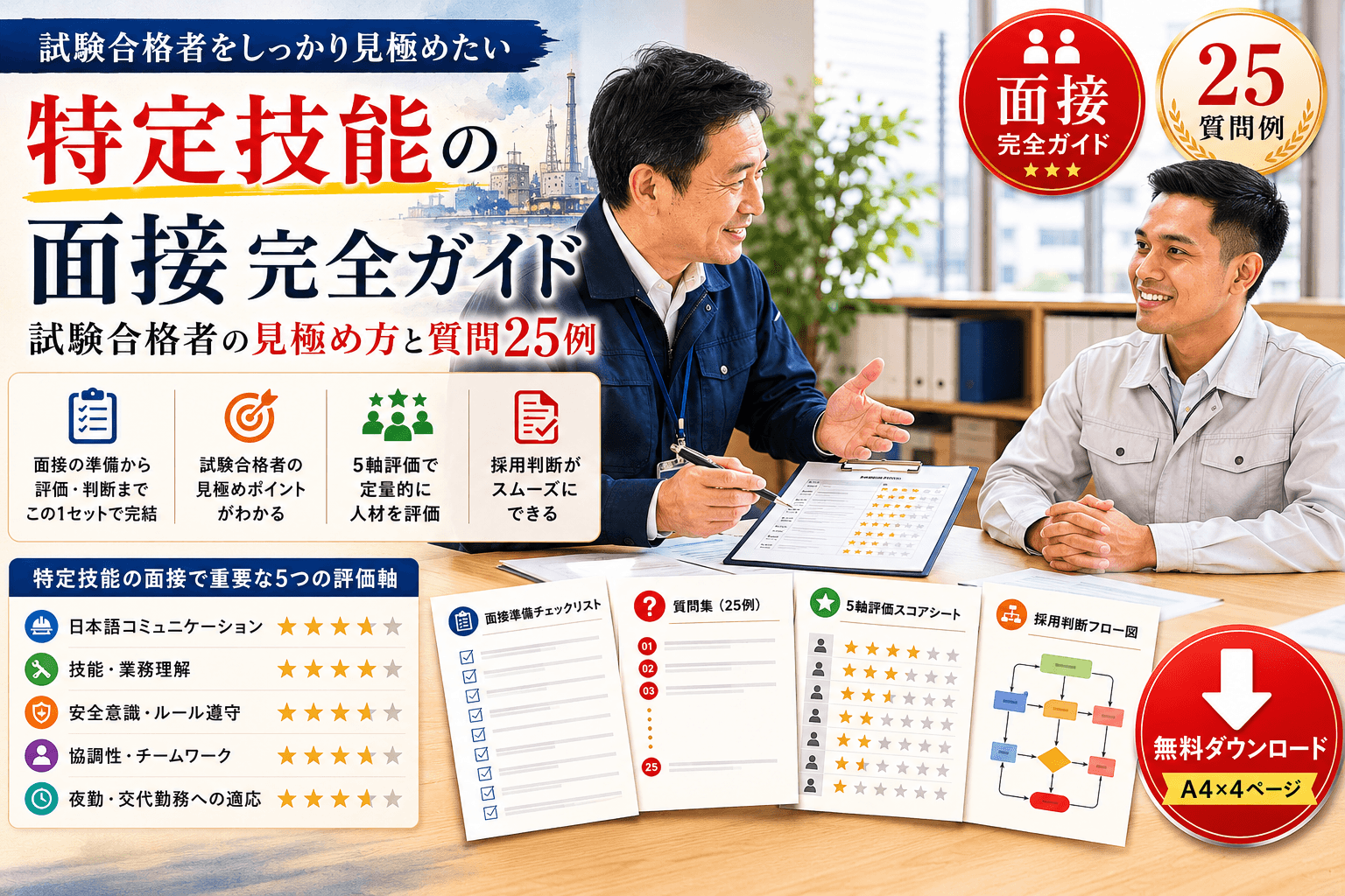 特定技能の面接 完全ガイド|試験合格者の見極め方と質問25例
