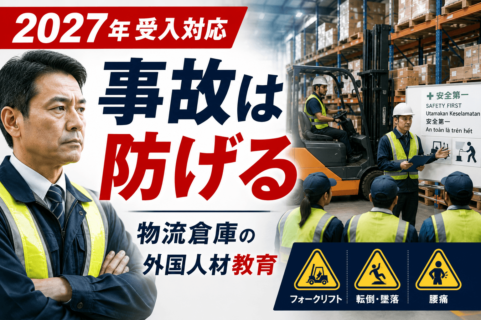物流倉庫の外国人材 安全教育・労災対策ガイド|フォークリフト・墜落・腰痛・冷凍庫のリスクと多言語の進め方