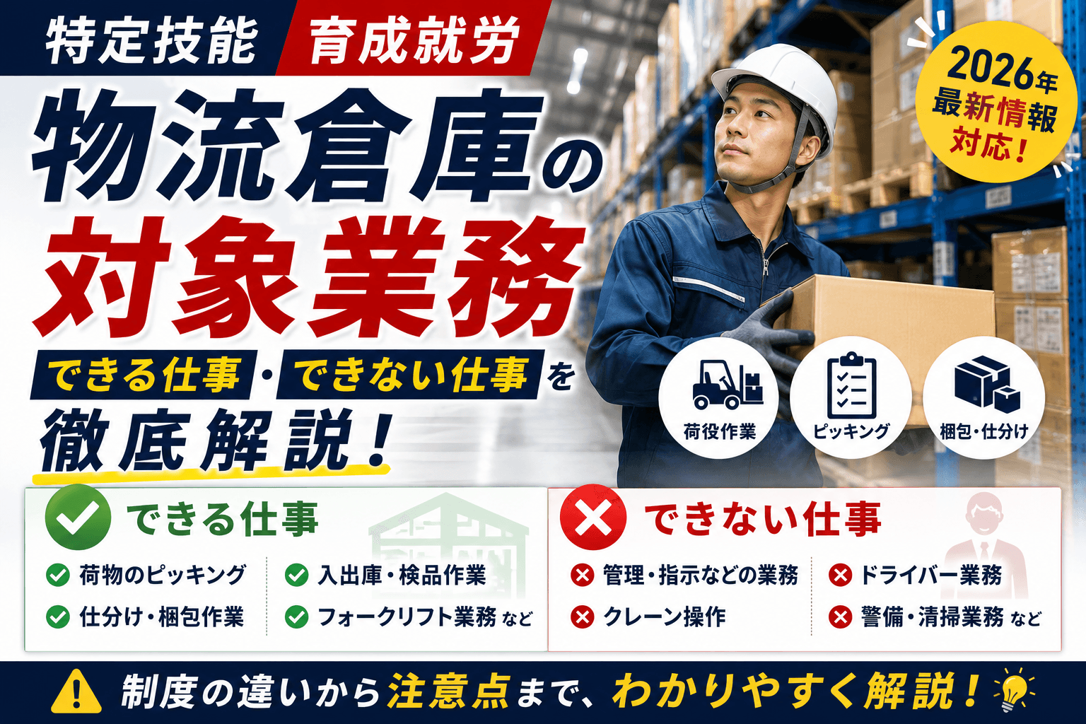 特定技能・育成就労 物流倉庫の対象業務|できる仕事・できない仕事を徹底解説