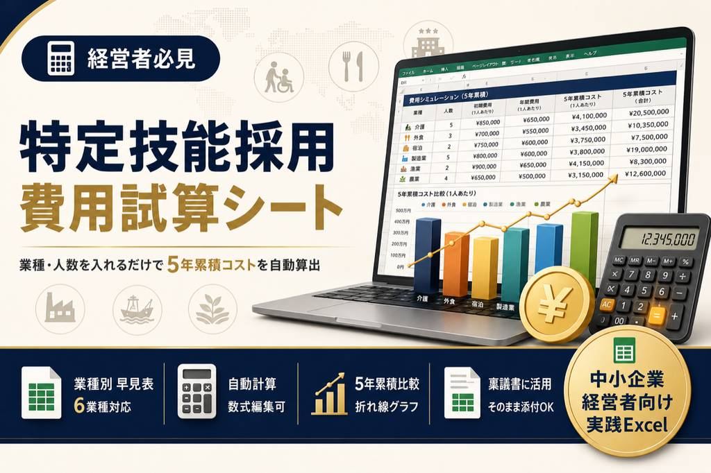 特定技能採用 費用試算シート 表紙イメージ