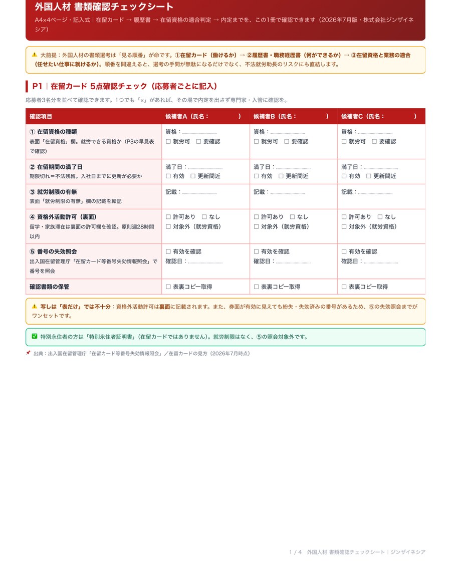 P.1 在留カード5点確認チェック