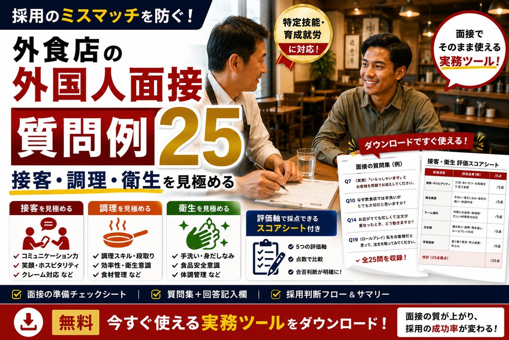 外食店の外国人面接 準備チェック＋質問集＋スコアシート