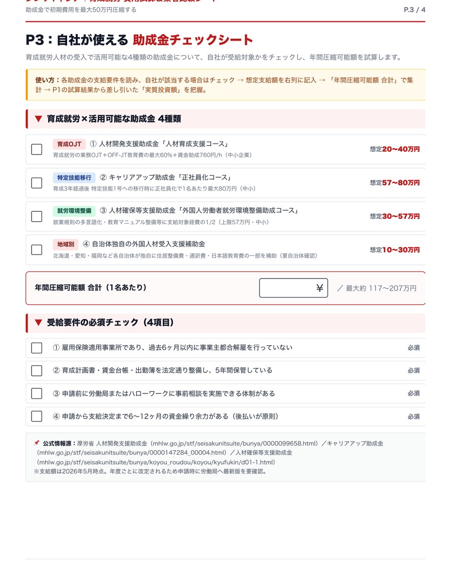 P.3 助成金4種類チェック＋圧縮可能額試算