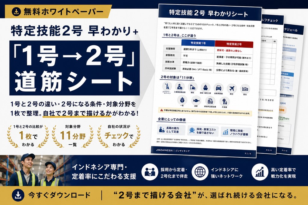 特定技能2号 早わかり＋「1号→2号」道筋シート 表紙イメージ