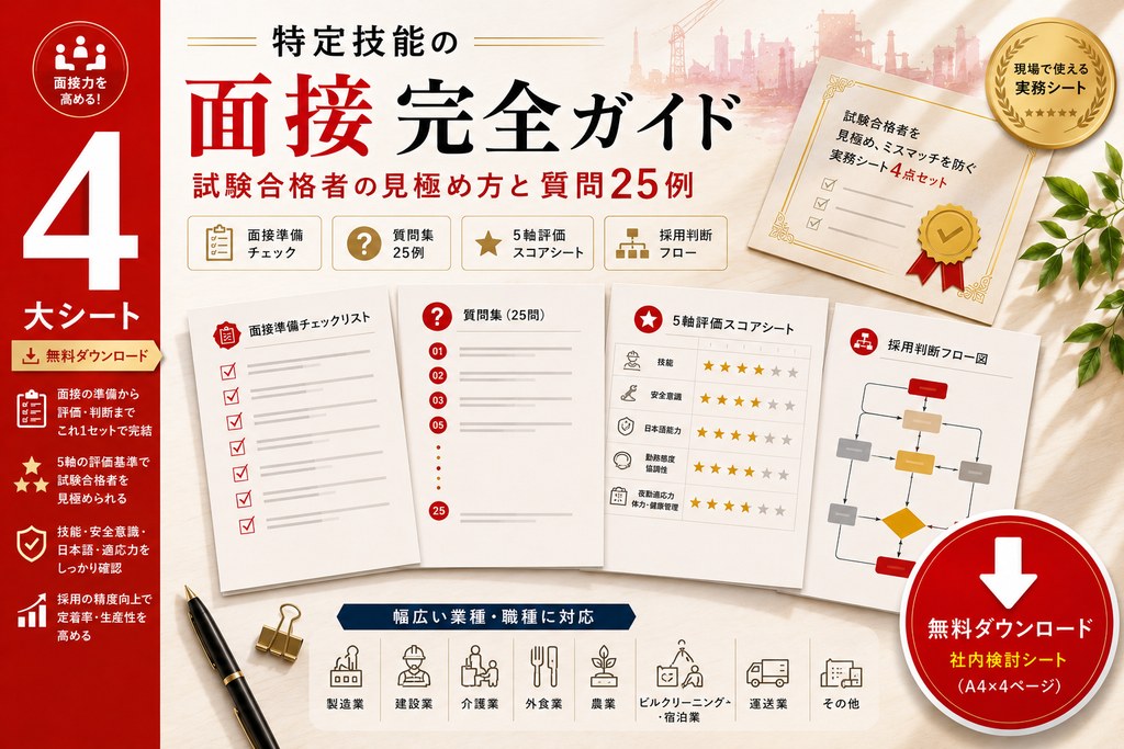 特定技能の面接 完全ガイド 社内検討シート 表紙イメージ